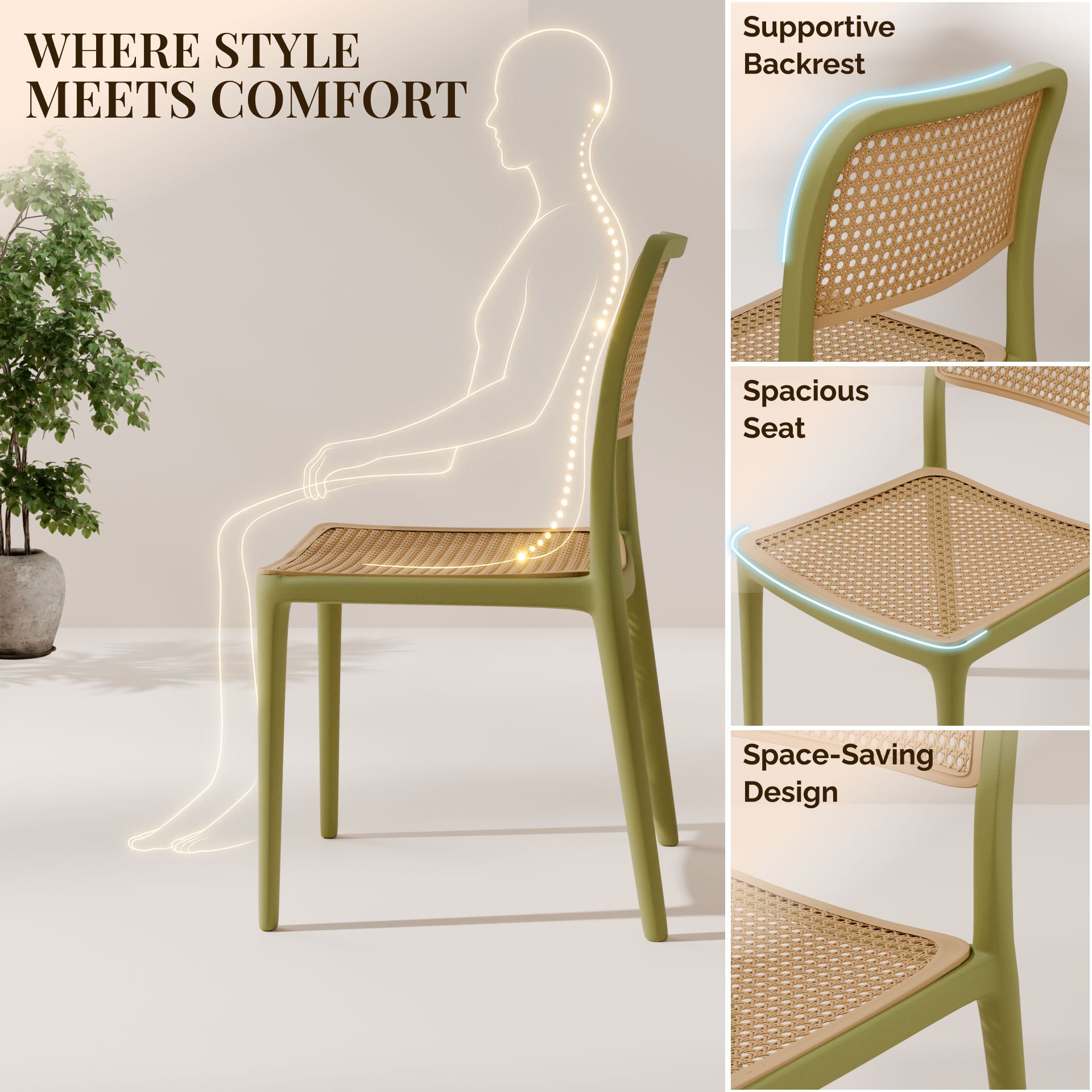 beAAtho Bloom Designer Chair for Dining, Living Room, Bedroom, Cafeteria, Cafe, Restaurant & Hotel | Modern Accent Chair | Ergonomic Comfort | Indoor & Outdoor Use | 3-Year Warranty |