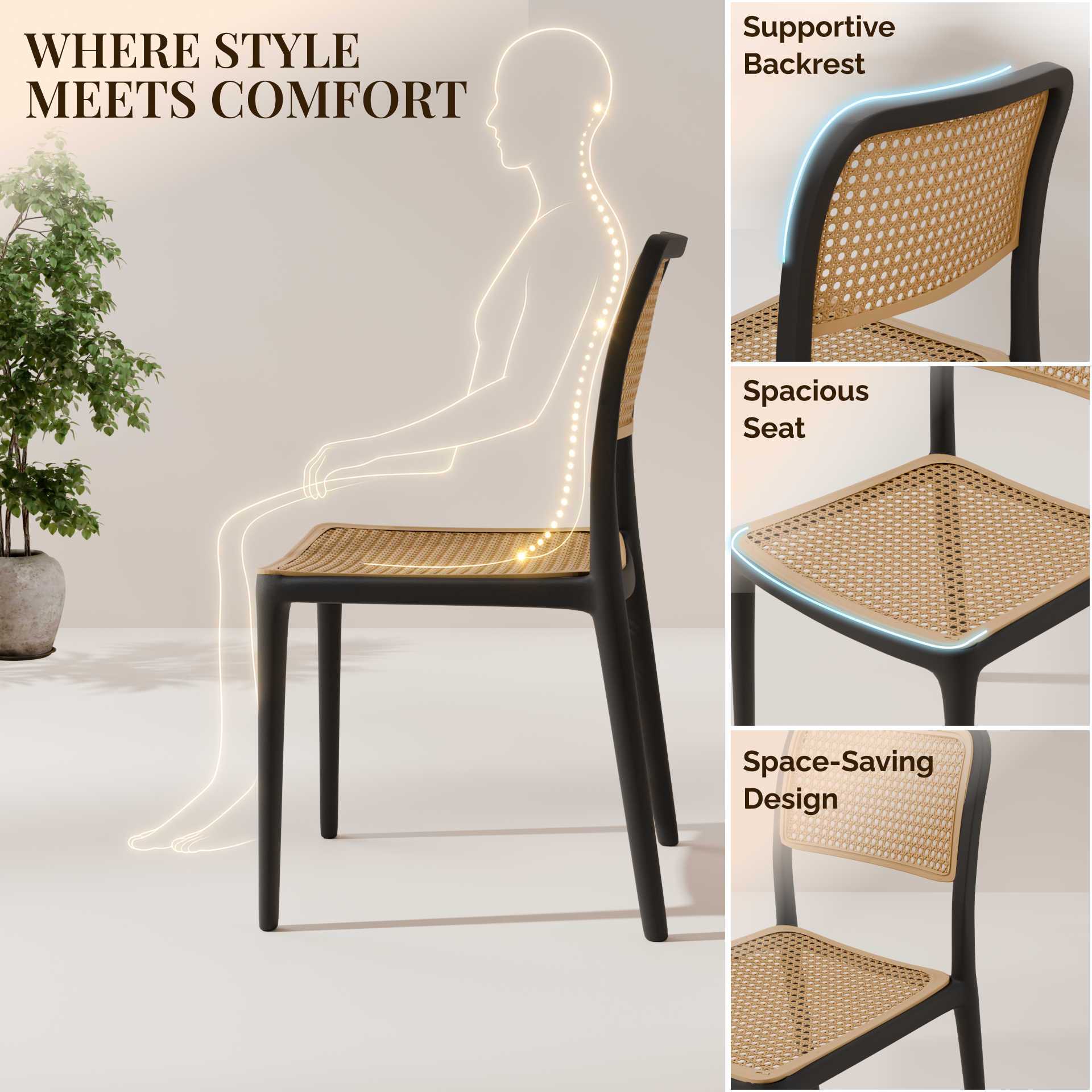 beAAtho Bloom Designer Chair for Dining, Living Room, Bedroom, Cafeteria, Cafe, Restaurant & Hotel | Modern Accent Chair | Ergonomic Comfort | Indoor & Outdoor Use | 3-Year Warranty |