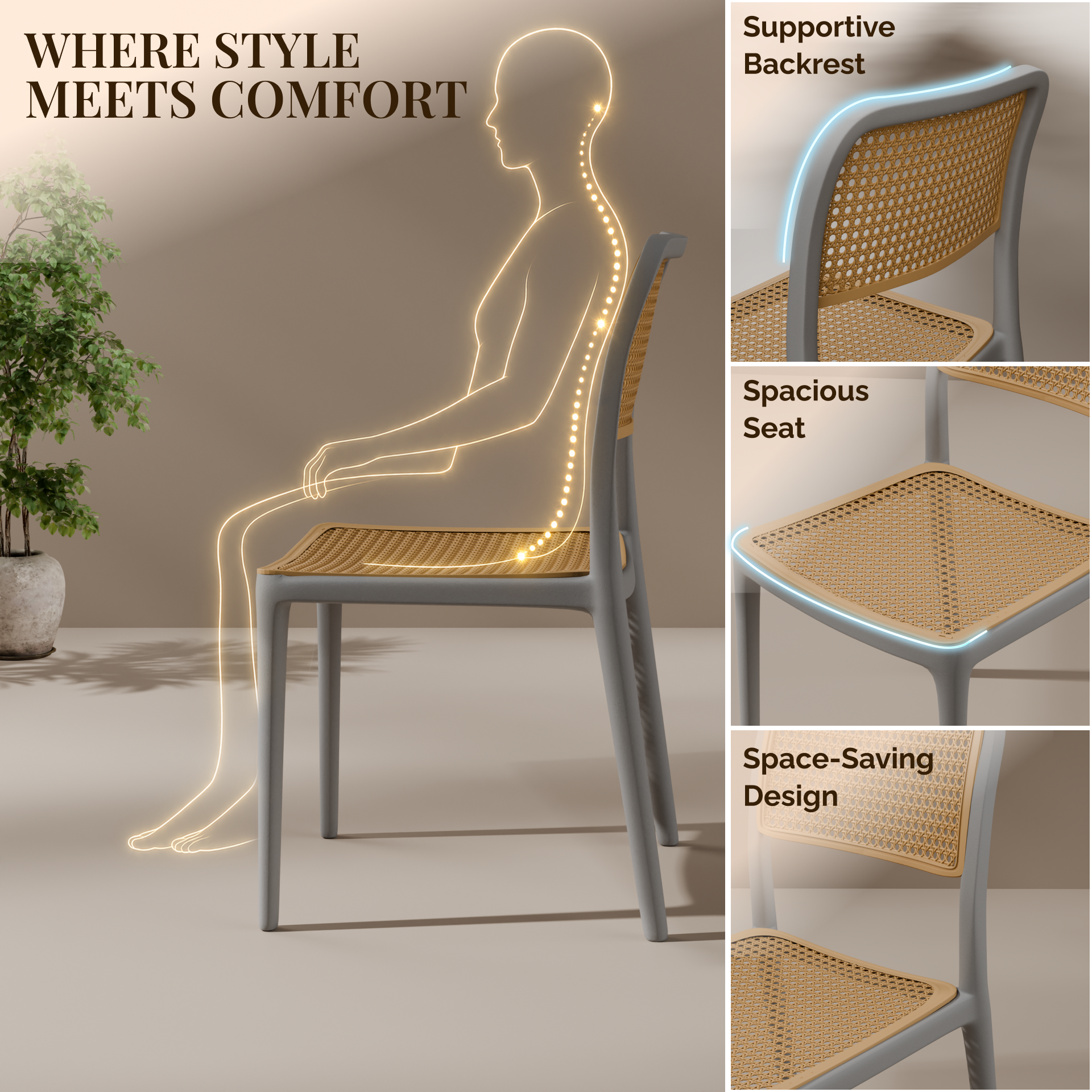 beAAtho Bloom Designer Chair for Dining, Living Room, Bedroom, Cafeteria, Cafe, Restaurant & Hotel | Modern Accent Chair | Ergonomic Comfort | Indoor & Outdoor Use | 3-Year Warranty |
