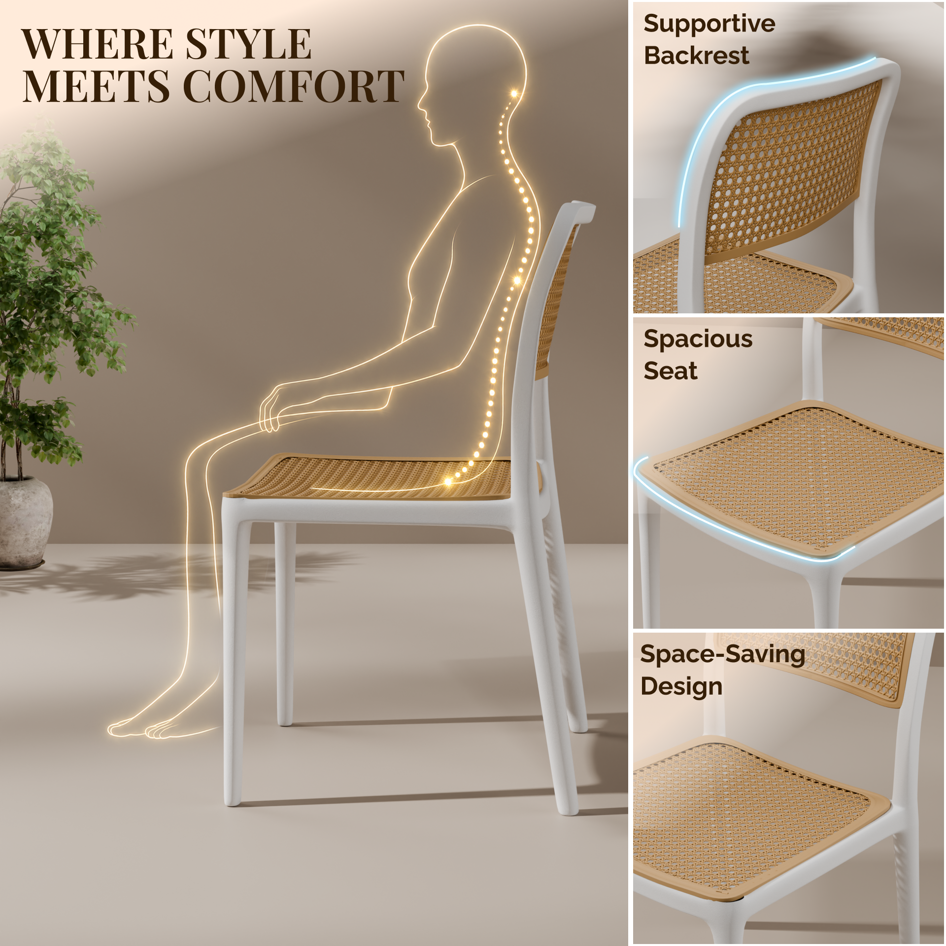 beAAtho Bloom Designer Chair for Dining, Living Room, Bedroom, Cafeteria, Cafe, Restaurant & Hotel | Modern Accent Chair | Ergonomic Comfort | Indoor & Outdoor Use | 3-Year Warranty |