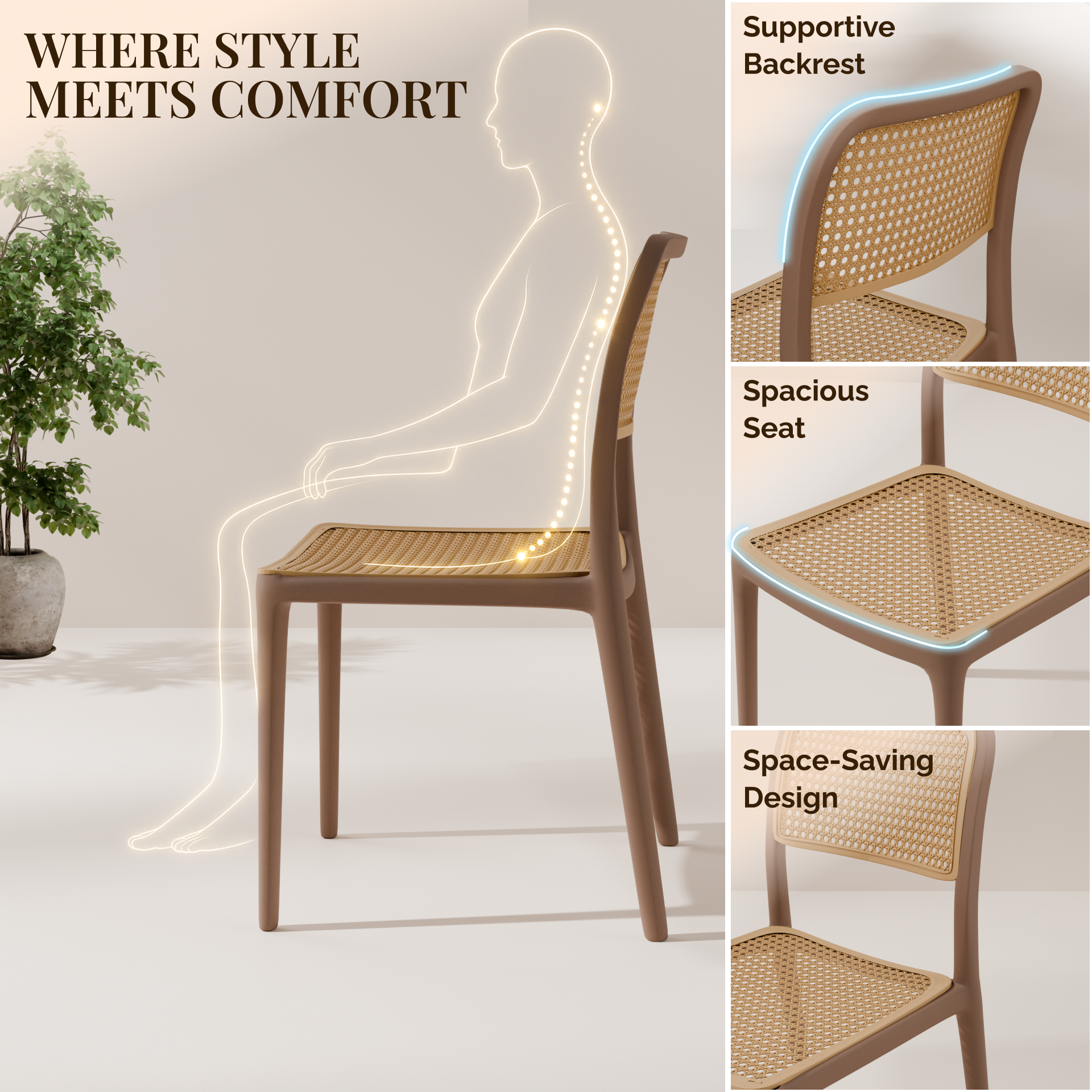 beAAtho Bloom Designer Chair for Dining, Living Room, Bedroom, Cafeteria, Cafe, Restaurant & Hotel | Modern Accent Chair | Ergonomic Comfort | Indoor & Outdoor Use | 3-Year Warranty |