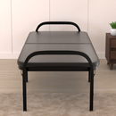 Metal Folding Single Bed with Fitted Double Layer Mattress for Sleeping | Guest Bed | Easily Storable Bed | Space Saving Single Bed | Sturdy Bed Frame (Double Layer Foam, 2.5ft x 6ft)