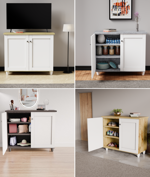 beAAtho Luno | Multipurpose Storage Rack – Plain Moulded Doors | Anti-Termite Engineered Wood | DIY Assembly | Wonton Oak - Beige