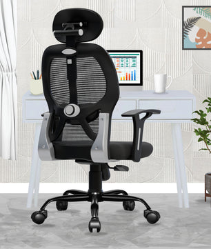 Leo Ergonomically Adjustable Executive High Back Mesh Home & Office Revolving Chair with 3 Years Warranty
