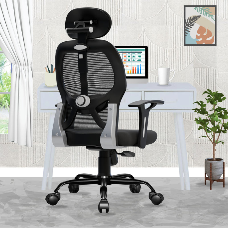 beAAtho® Leo Ergonomically Adjustable Executive High Back Mesh Home & Office Revolving Chair with 3 Years Warranty