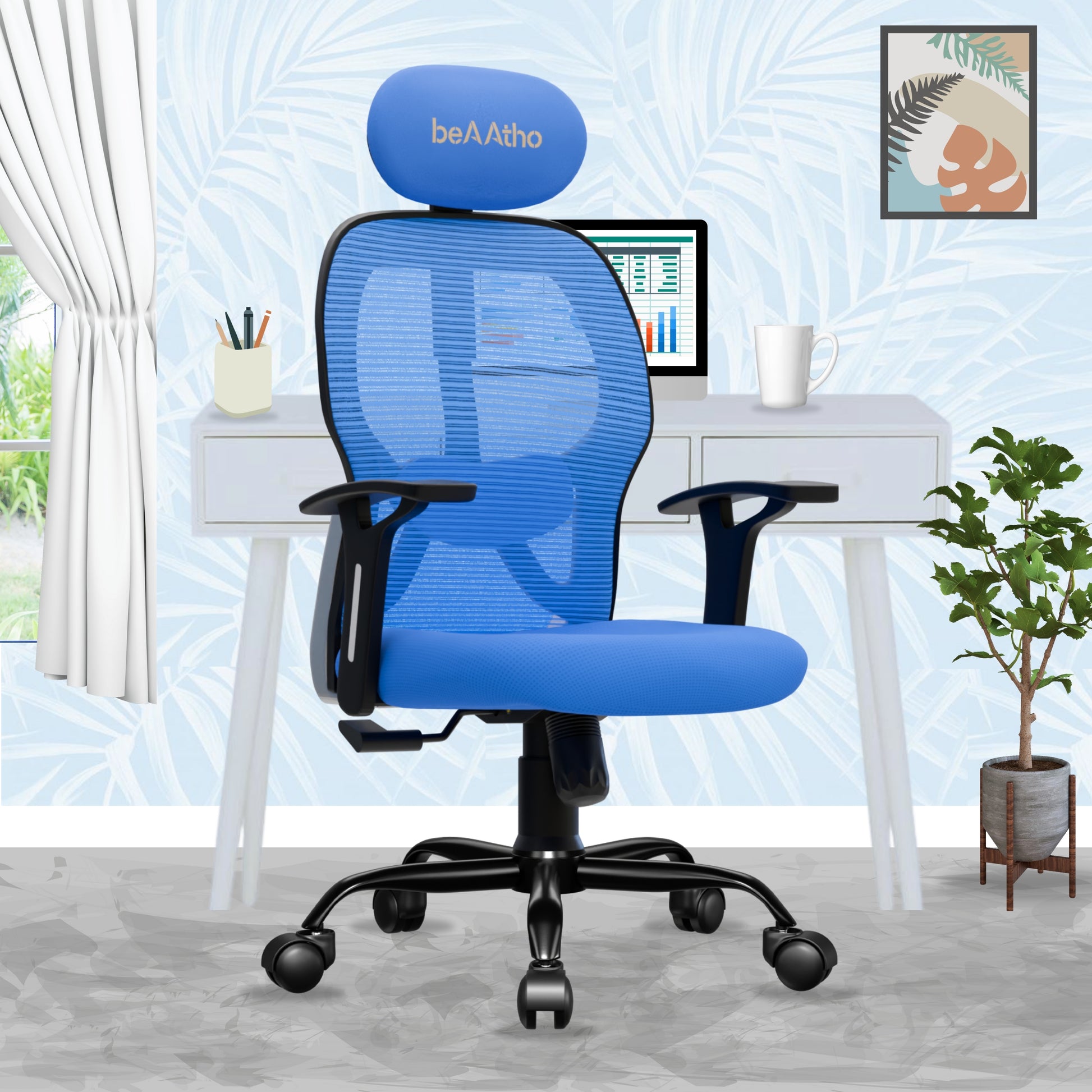Leo Ergonomically Adjustable Executive High Back Mesh Home & Office Revolving Chair with 3 Years Warranty