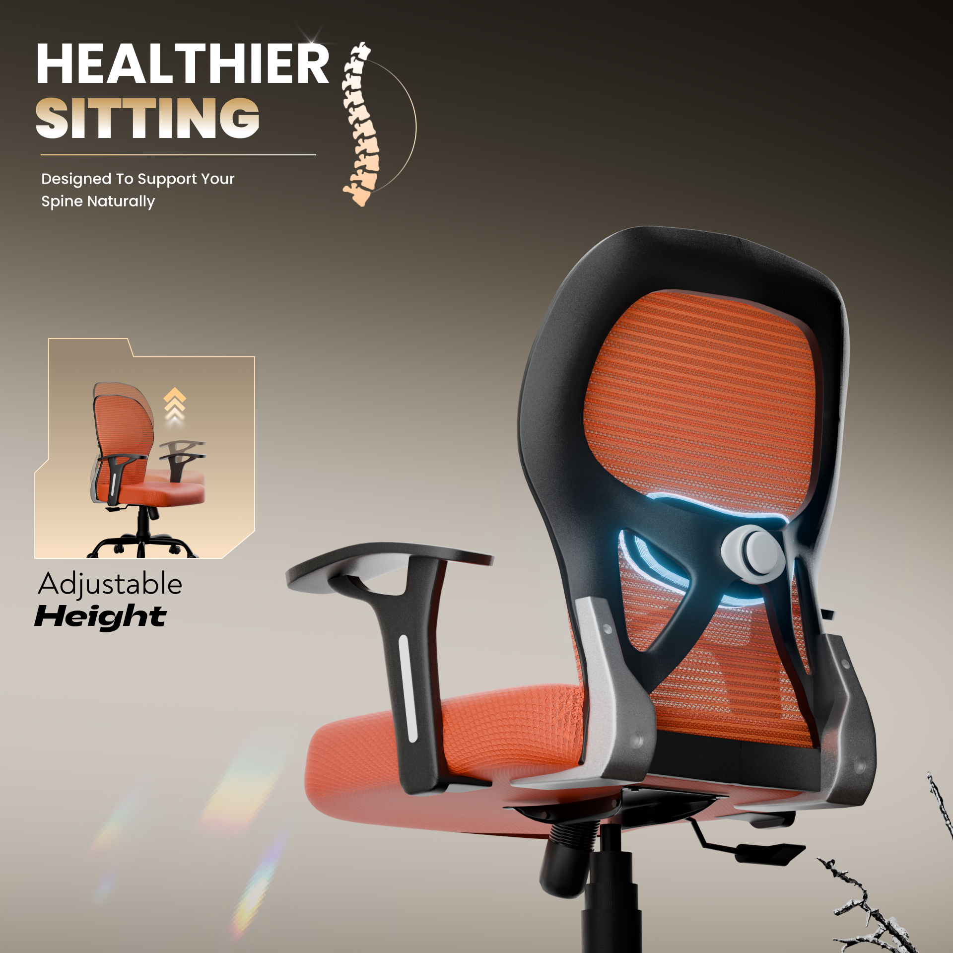 Leo Ergonomically Adjustable Executive High Back Mesh Home & Office Revolving Chair with 3 Years Warranty