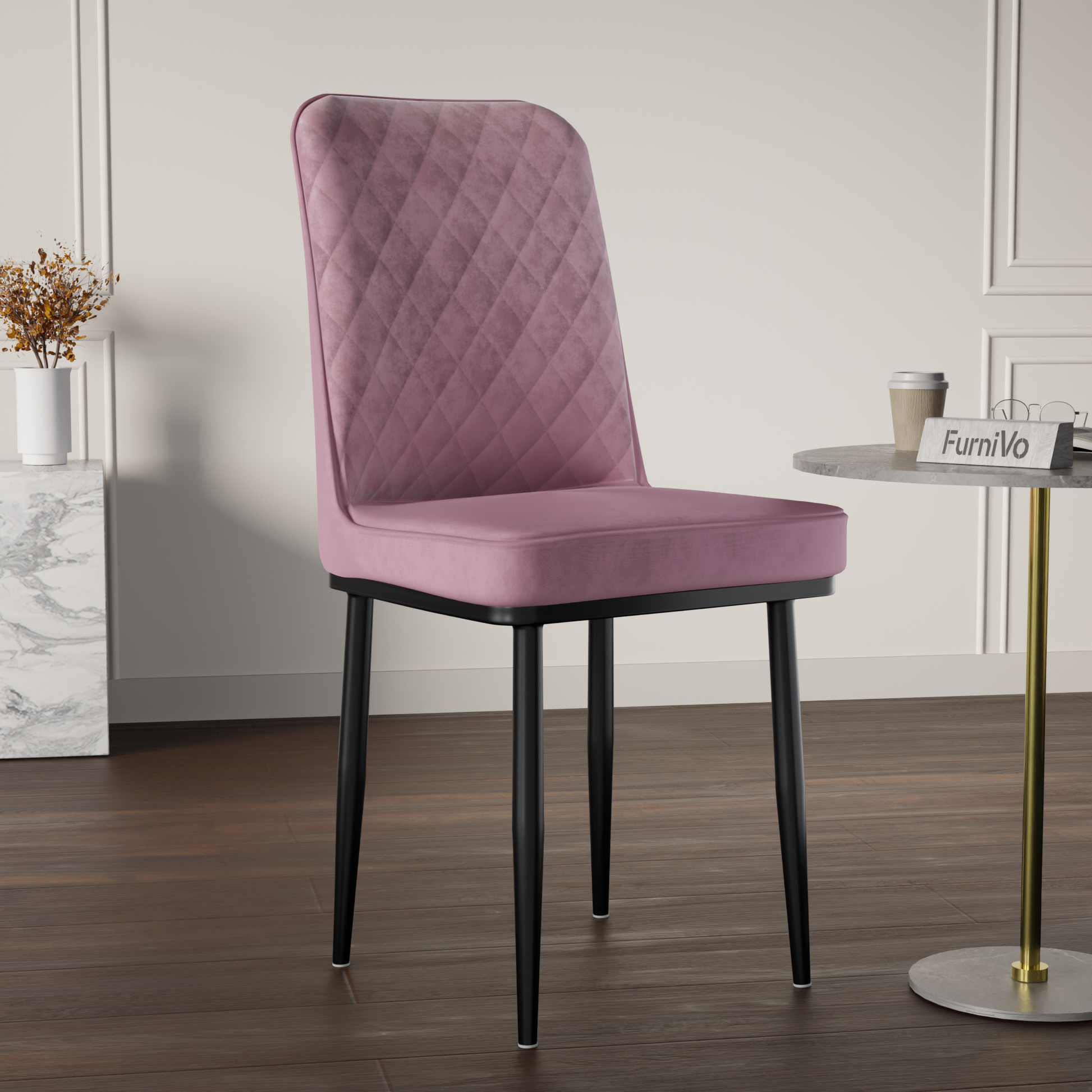 FurniVo IKON Premium Dining Chair with Cushioned Seat & Metal Legs | Premium Accent Chair for Living Room, Bedroom & Balcony | D.I.Y