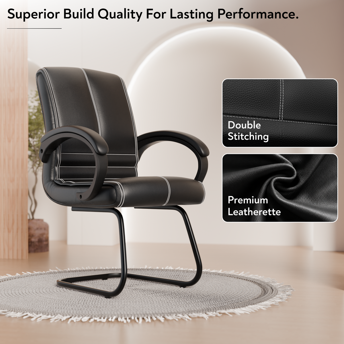 beAAtho® Aura Ergonomic Chair with Cushioned Seat & Backrest | Office & Visitor Chair