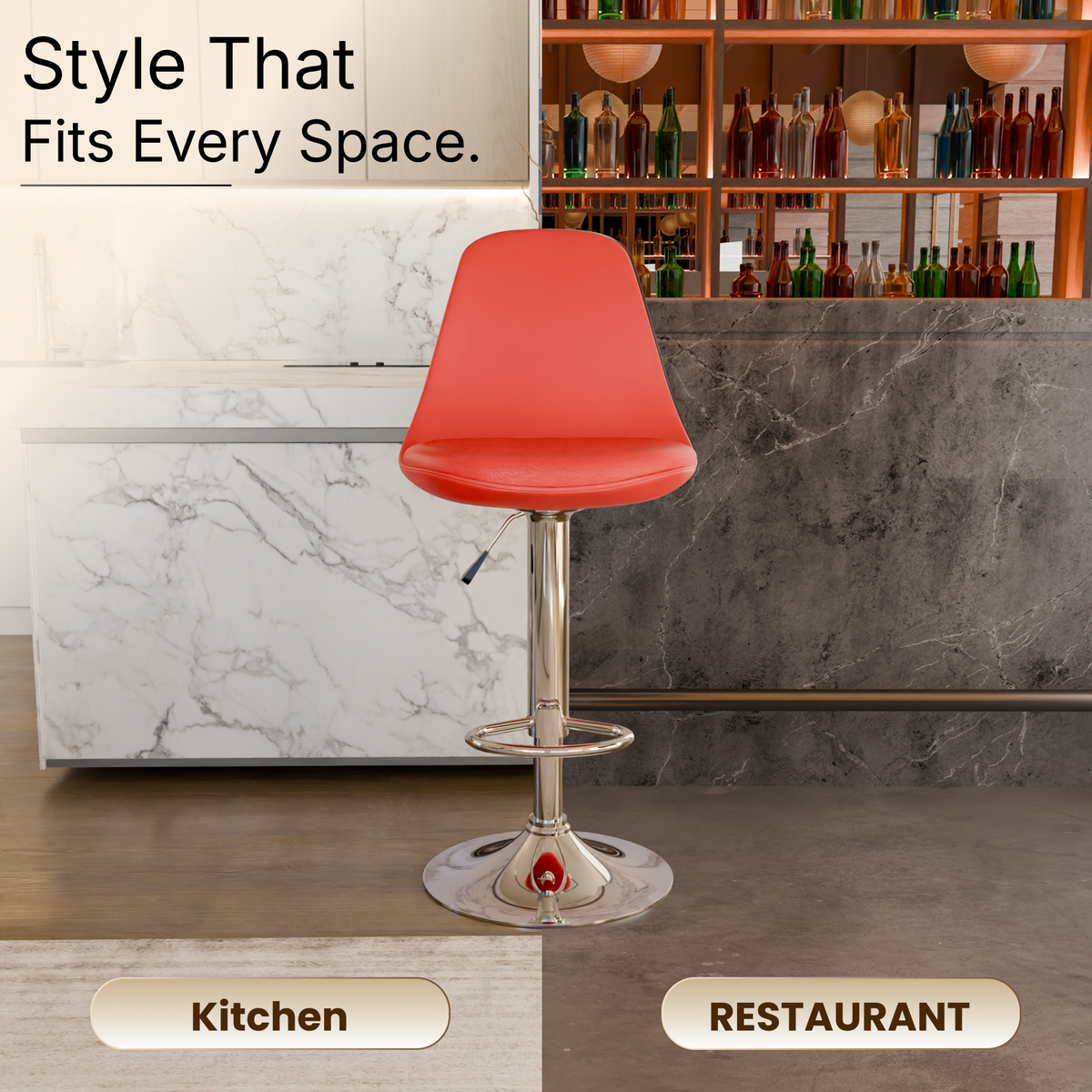 beAAtho Orbit Height Adjustable Bar Stool Chair | 360° Revolving Swivel Bar Chair with Footrest | Modern Kitchen Counter Stool for Home, Cafe & Office