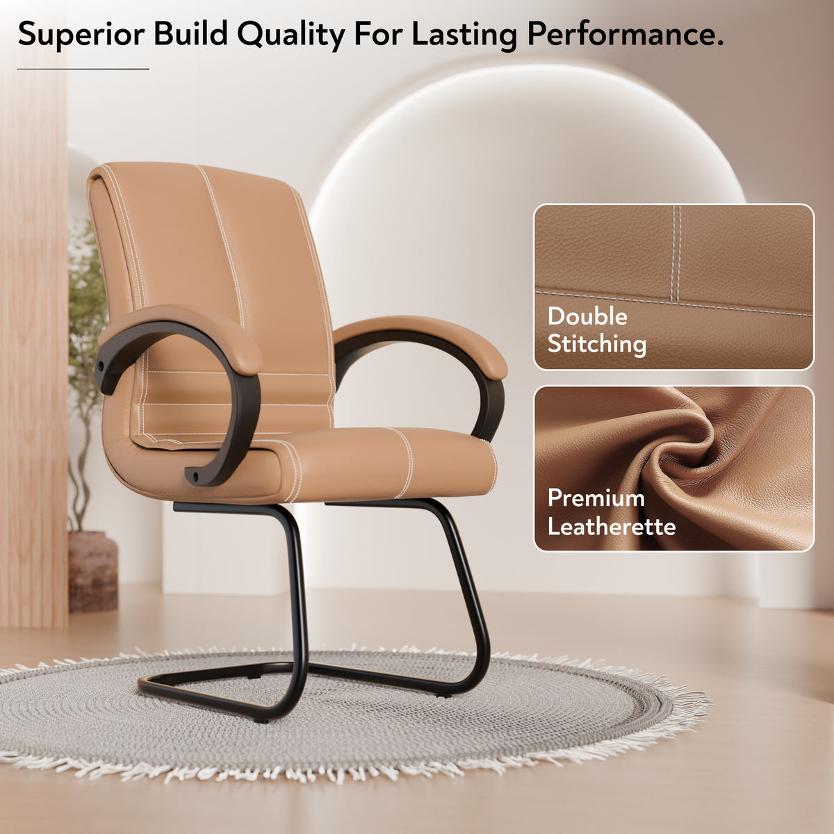 beAAtho® Aura Ergonomic Chair with Cushioned Seat & Backrest | Office & Visitor Chair