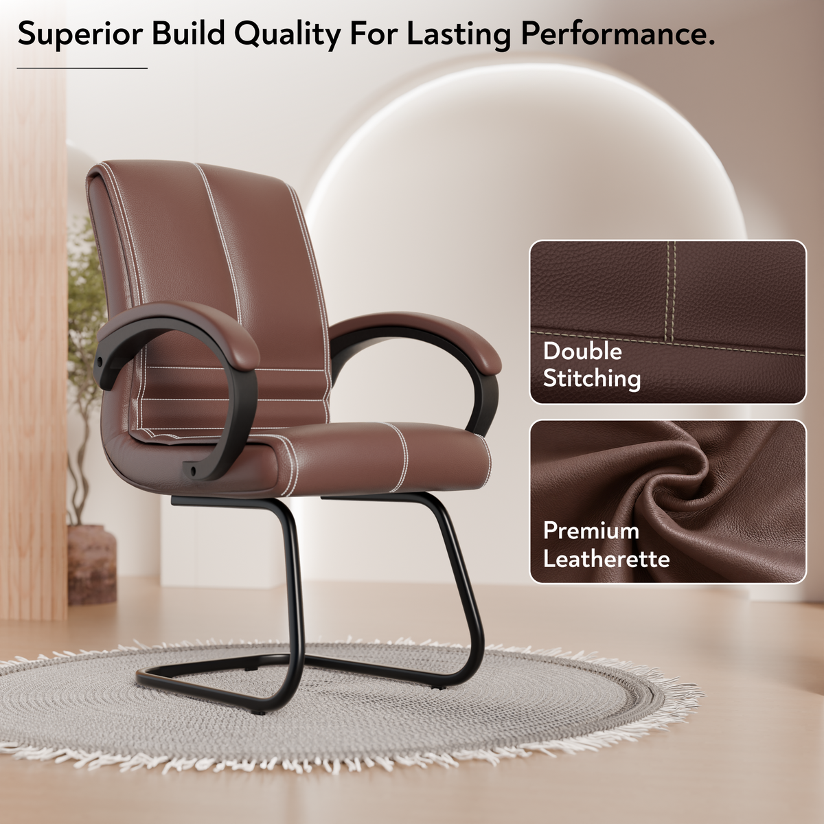 beAAtho® Aura Ergonomic Chair with Cushioned Seat & Backrest | Office & Visitor Chair