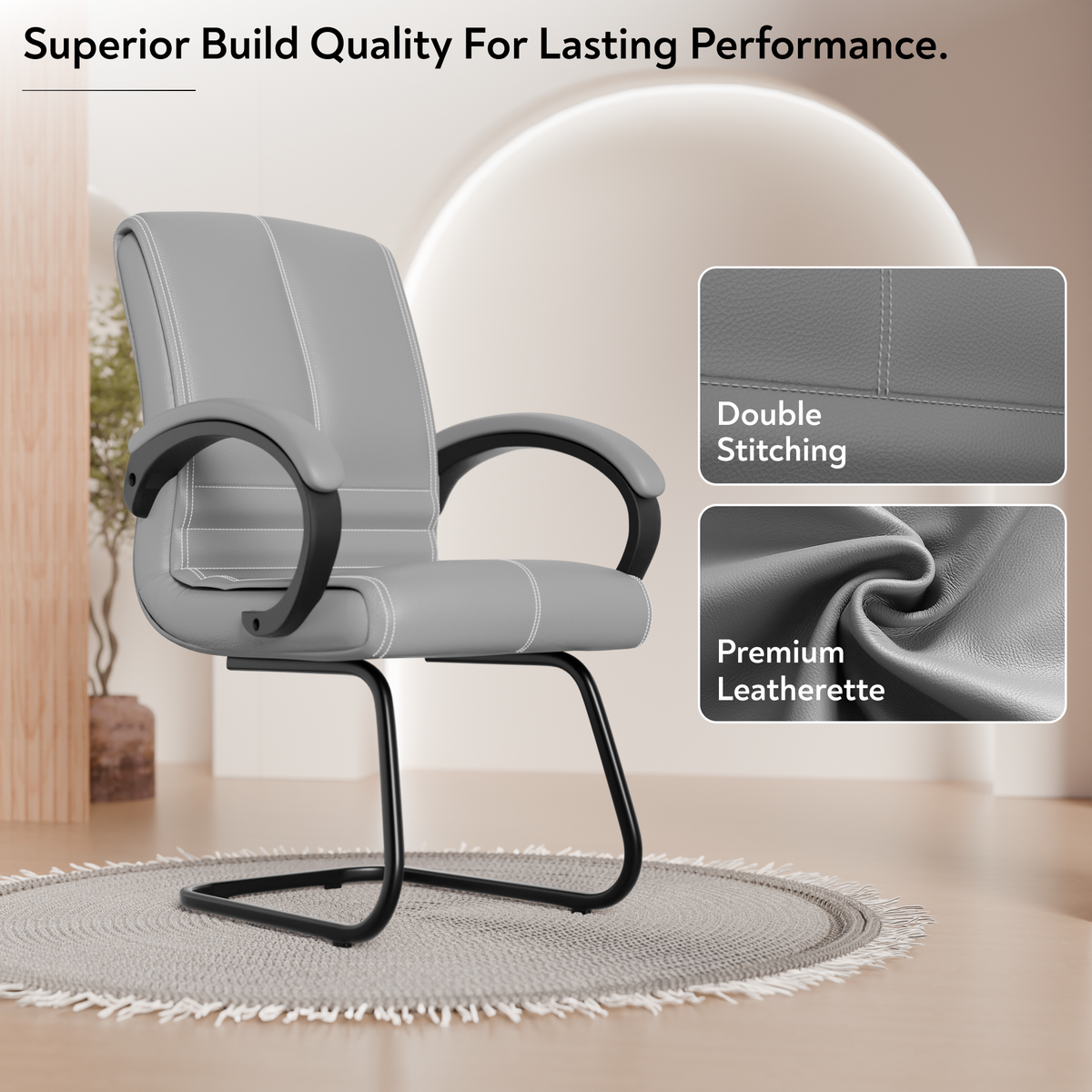 beAAtho® Aura Ergonomic Chair with Cushioned Seat & Backrest | Office & Visitor Chair