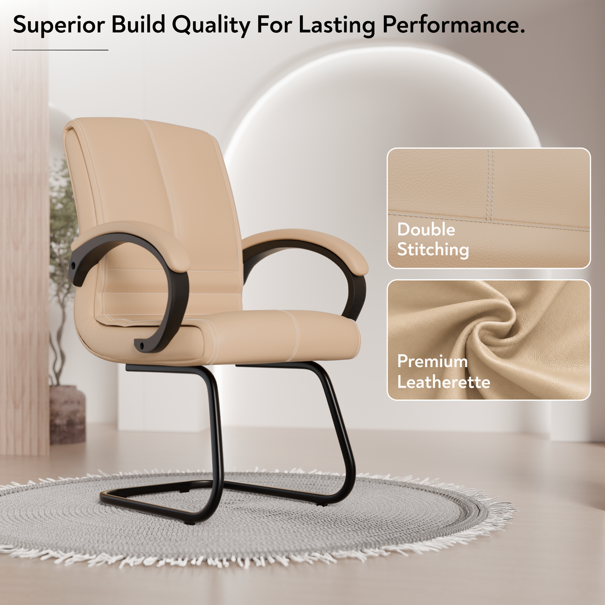beAAtho® Aura Ergonomic Chair with Cushioned Seat & Backrest | Office & Visitor Chair