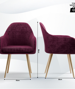 FurniVo Milano Velvet Comfort Dining Chair with Deep Cushion Seating, Strong Wooden Frame & Metal Support Legs for Dining, Living Room, Bedroom, Balcony & Office |