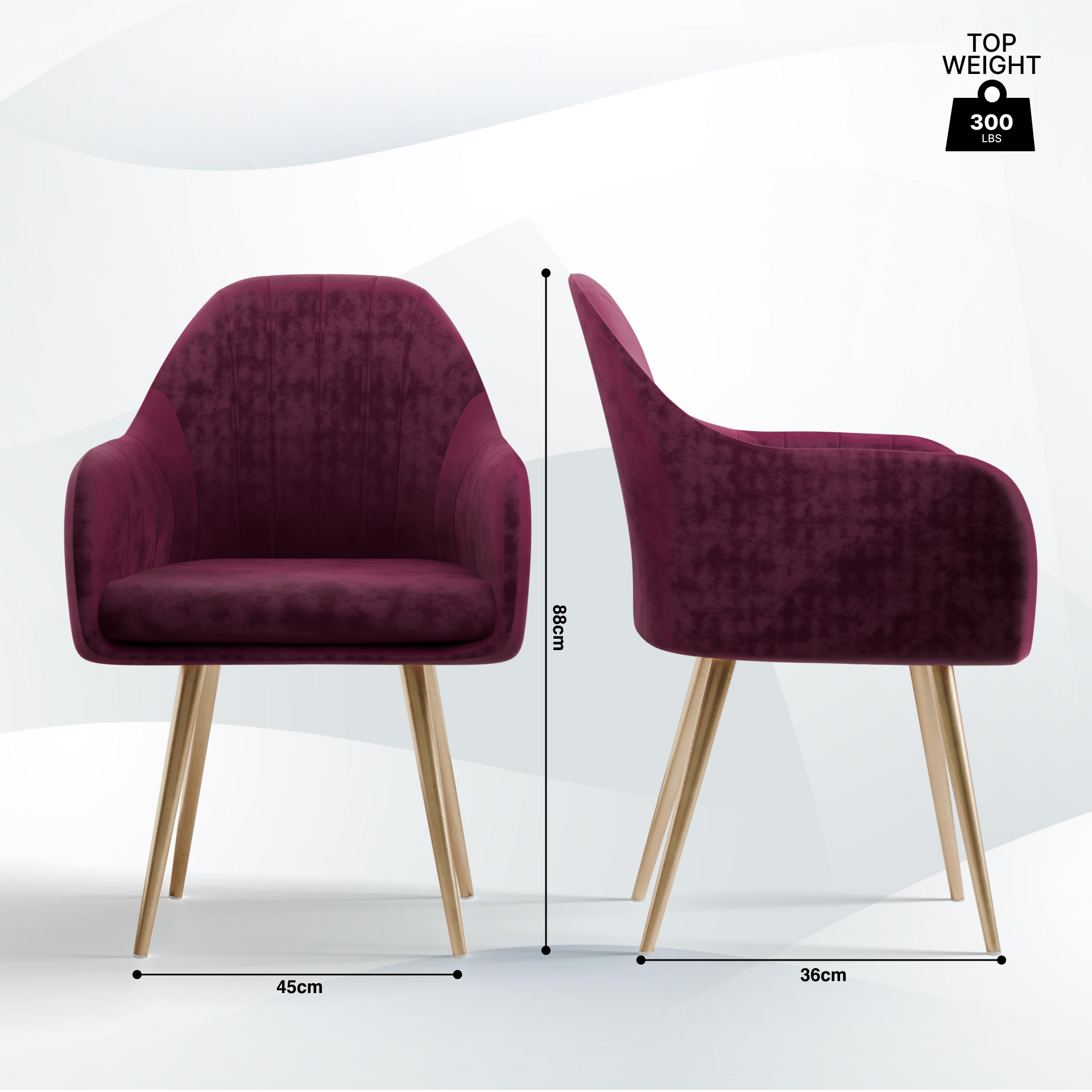 FurniVo Milano Velvet Comfort Dining Chair with Deep Cushion Seating, Strong Wooden Frame & Metal Support Legs for Dining, Living Room, Bedroom, Balcony & Office |