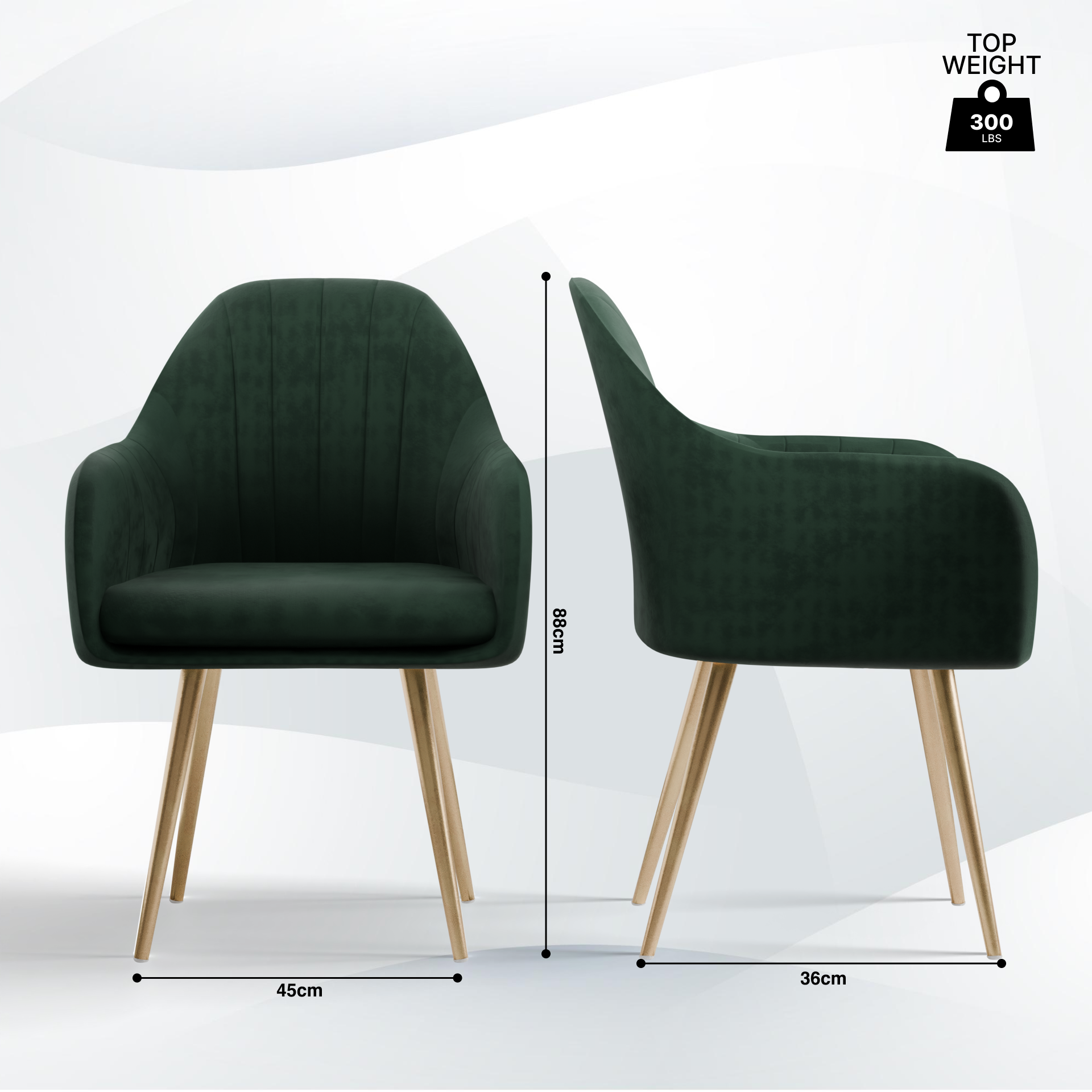 FurniVo Milano Velvet Comfort Dining Chair with Deep Cushion Seating, Strong Wooden Frame & Metal Support Legs for Dining, Living Room, Bedroom, Balcony & Office |