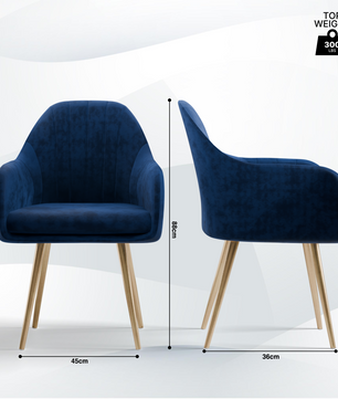 FurniVo Milano Velvet Comfort Dining Chair with Deep Cushion Seating, Strong Wooden Frame & Metal Support Legs for Dining, Living Room, Bedroom, Balcony & Office |
