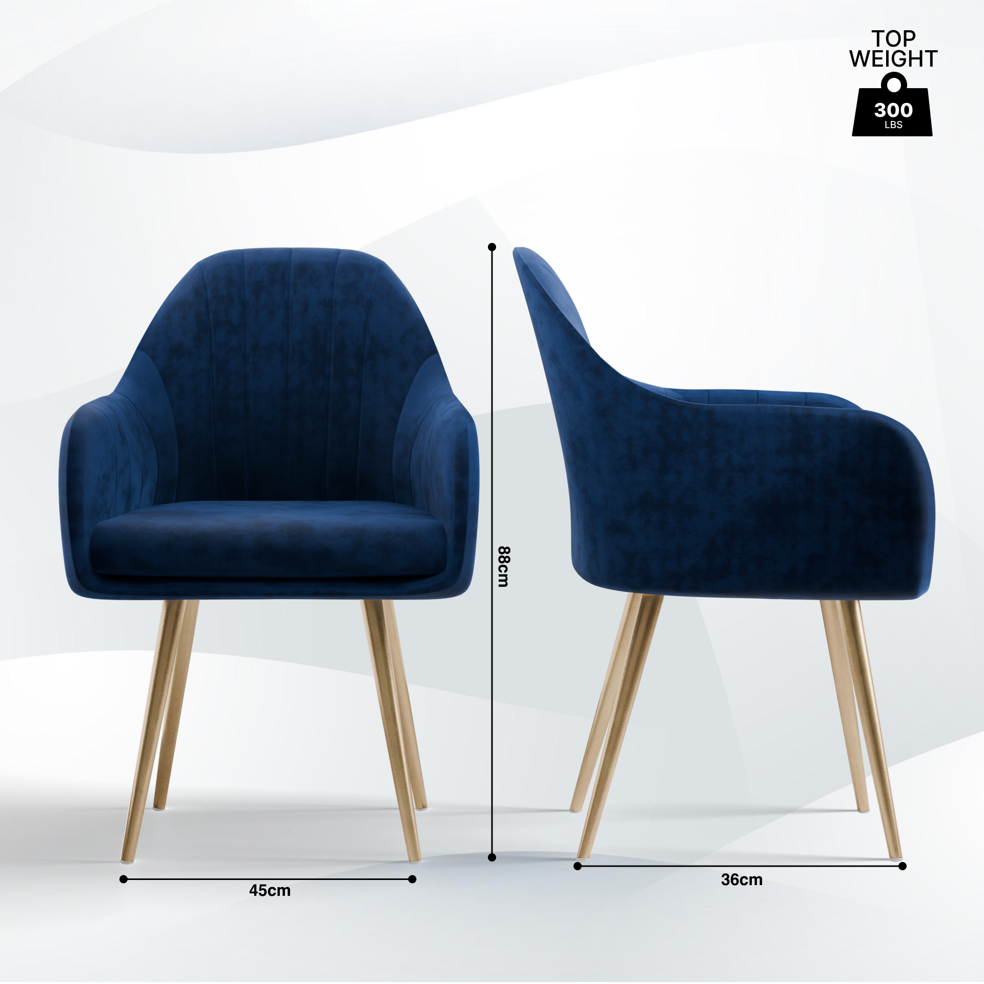 FurniVo Milano Velvet Comfort Dining Chair with Deep Cushion Seating, Strong Wooden Frame & Metal Support Legs for Dining, Living Room, Bedroom, Balcony & Office |