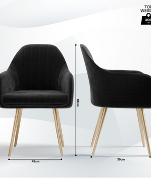 FurniVo Milano Velvet Comfort Dining Chair with Deep Cushion Seating, Strong Wooden Frame & Metal Support Legs for Dining, Living Room, Bedroom, Balcony & Office |