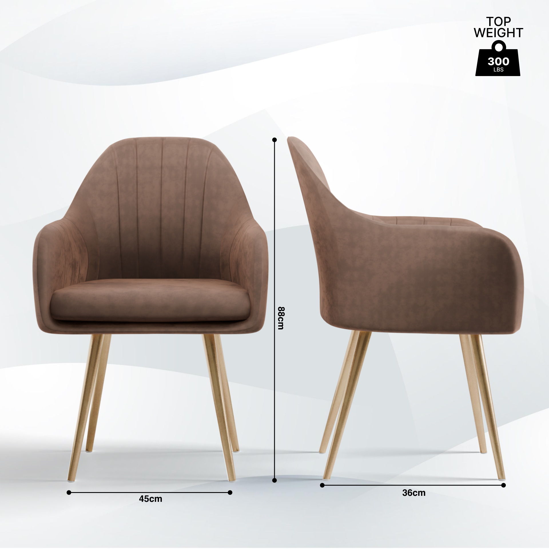FurniVo Milano Velvet Comfort Dining Chair with Deep Cushion Seating, Strong Wooden Frame & Metal Support Legs for Dining, Living Room, Bedroom, Balcony & Office |