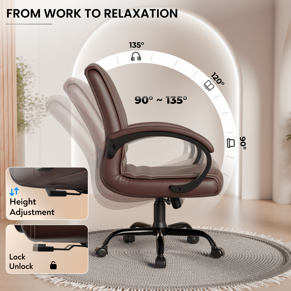 beAAtho® Aura Ergonomic Chair with Cushioned Seat & Backrest | Office & Visitor Chair