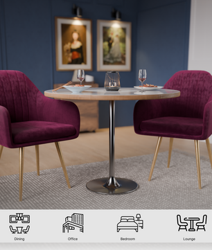 FurniVo Milano Velvet Comfort Dining Chair with Deep Cushion Seating, Strong Wooden Frame & Metal Support Legs for Dining, Living Room, Bedroom, Balcony & Office |