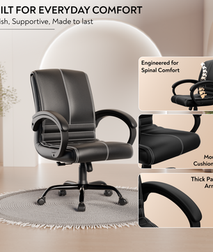beAAtho® Aura Ergonomic Chair with Cushioned Seat & Backrest | Office & Visitor Chair