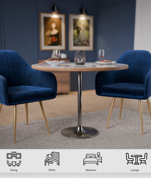 FurniVo Milano Velvet Comfort Dining Chair with Deep Cushion Seating, Strong Wooden Frame & Metal Support Legs for Dining, Living Room, Bedroom, Balcony & Office |