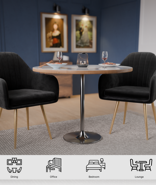 FurniVo Milano Velvet Comfort Dining Chair with Deep Cushion Seating, Strong Wooden Frame & Metal Support Legs for Dining, Living Room, Bedroom, Balcony & Office |