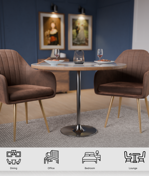 FurniVo Milano Velvet Comfort Dining Chair with Deep Cushion Seating, Strong Wooden Frame & Metal Support Legs for Dining, Living Room, Bedroom, Balcony & Office |