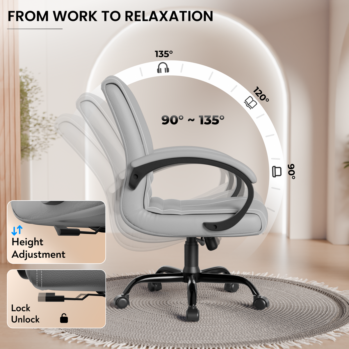 beAAtho® Aura Ergonomic Chair with Cushioned Seat & Backrest | Office & Visitor Chair