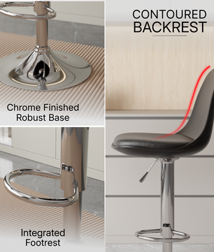 beAAtho Orbit Height Adjustable Bar Stool Chair | 360° Revolving Swivel Bar Chair with Footrest | Modern Kitchen Counter Stool for Home, Cafe & Office