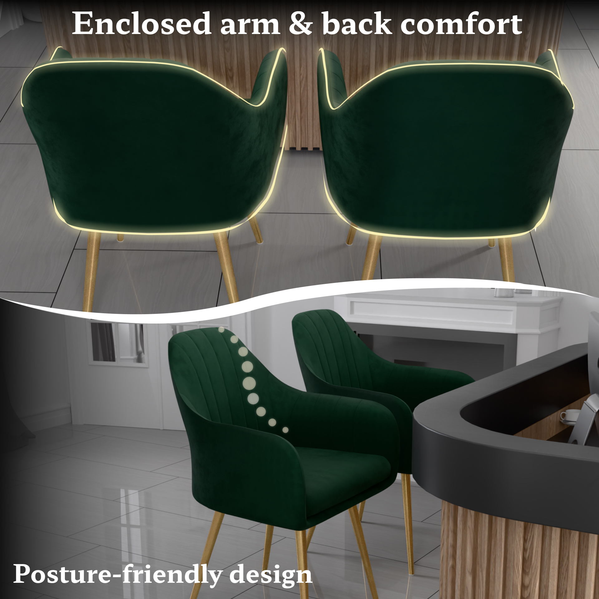 FurniVo Milano Velvet Comfort Dining Chair with Deep Cushion Seating, Strong Wooden Frame & Metal Support Legs for Dining, Living Room, Bedroom, Balcony & Office |