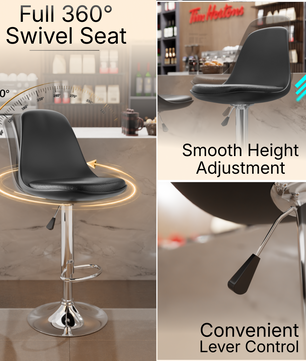 beAAtho Orbit Height Adjustable Bar Stool Chair | 360° Revolving Swivel Bar Chair with Footrest | Modern Kitchen Counter Stool for Home, Cafe & Office