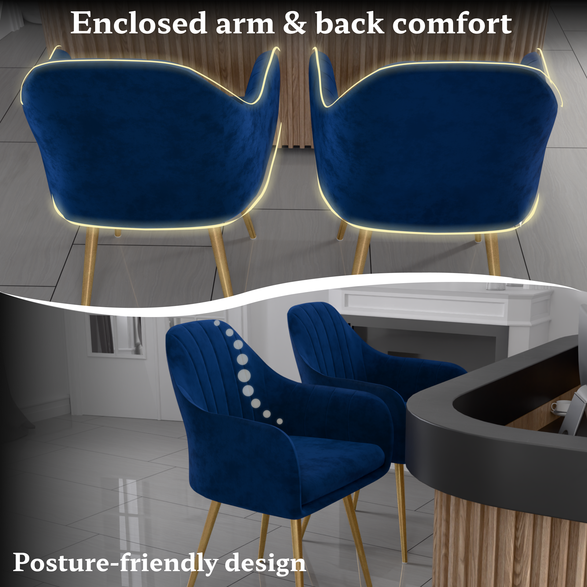 FurniVo Milano Velvet Comfort Dining Chair with Deep Cushion Seating, Strong Wooden Frame & Metal Support Legs for Dining, Living Room, Bedroom, Balcony & Office |