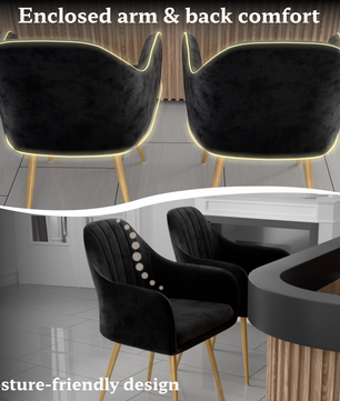 FurniVo Milano Velvet Comfort Dining Chair with Deep Cushion Seating, Strong Wooden Frame & Metal Support Legs for Dining, Living Room, Bedroom, Balcony & Office |
