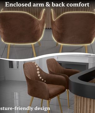 FurniVo Milano Velvet Comfort Dining Chair with Deep Cushion Seating, Strong Wooden Frame & Metal Support Legs for Dining, Living Room, Bedroom, Balcony & Office |