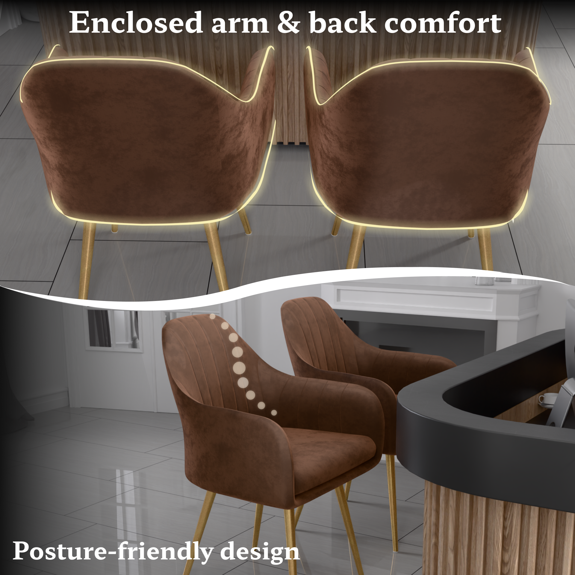 FurniVo Milano Velvet Comfort Dining Chair with Deep Cushion Seating, Strong Wooden Frame & Metal Support Legs for Dining, Living Room, Bedroom, Balcony & Office |
