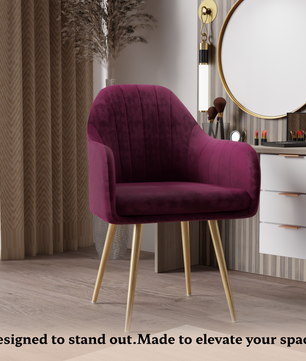 FurniVo Milano Velvet Comfort Dining Chair with Deep Cushion Seating, Strong Wooden Frame & Metal Support Legs for Dining, Living Room, Bedroom, Balcony & Office |