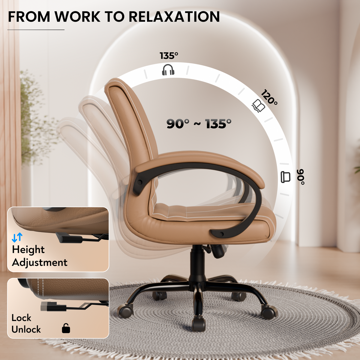beAAtho® Aura Ergonomic Chair with Cushioned Seat & Backrest | Office & Visitor Chair