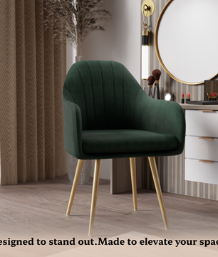 FurniVo Milano Velvet Comfort Dining Chair with Deep Cushion Seating, Strong Wooden Frame & Metal Support Legs for Dining, Living Room, Bedroom, Balcony & Office |