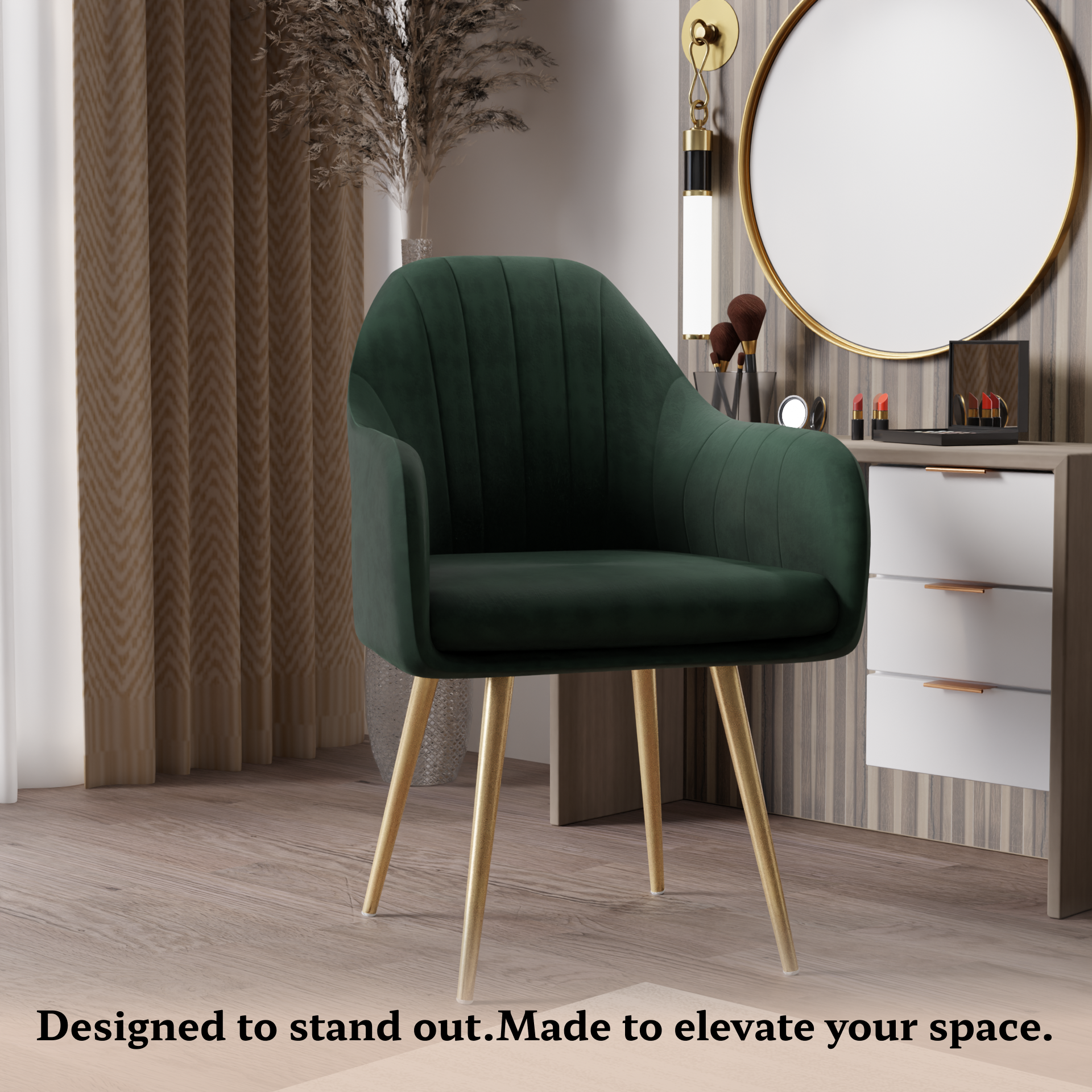 FurniVo Milano Velvet Comfort Dining Chair with Deep Cushion Seating, Strong Wooden Frame & Metal Support Legs for Dining, Living Room, Bedroom, Balcony & Office |