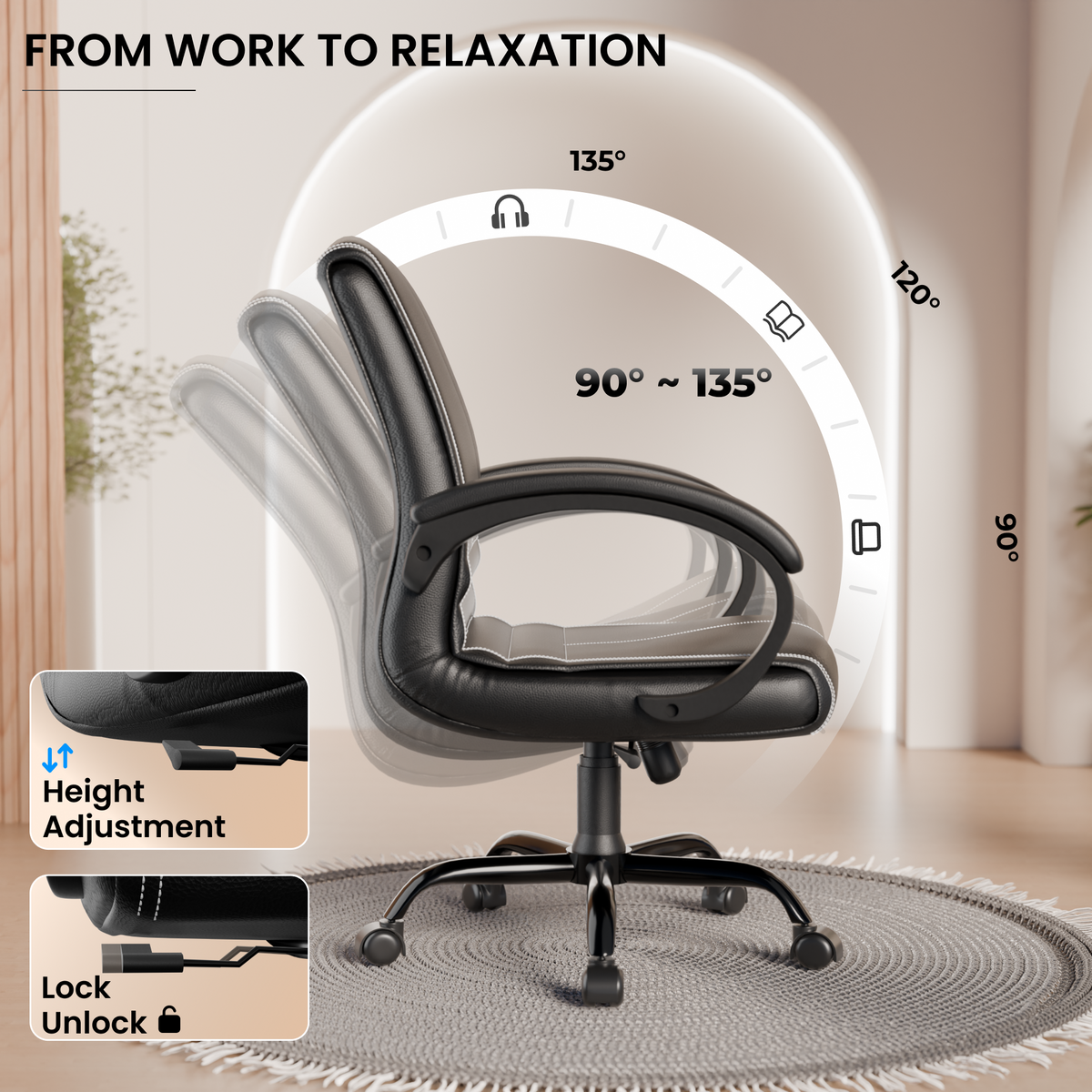 beAAtho® Aura Ergonomic Chair with Cushioned Seat & Backrest | Office & Visitor Chair