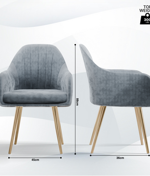 FurniVo Milano Velvet Comfort Dining Chair with Deep Cushion Seating, Strong Wooden Frame & Metal Support Legs for Dining, Living Room, Bedroom, Balcony & Office |
