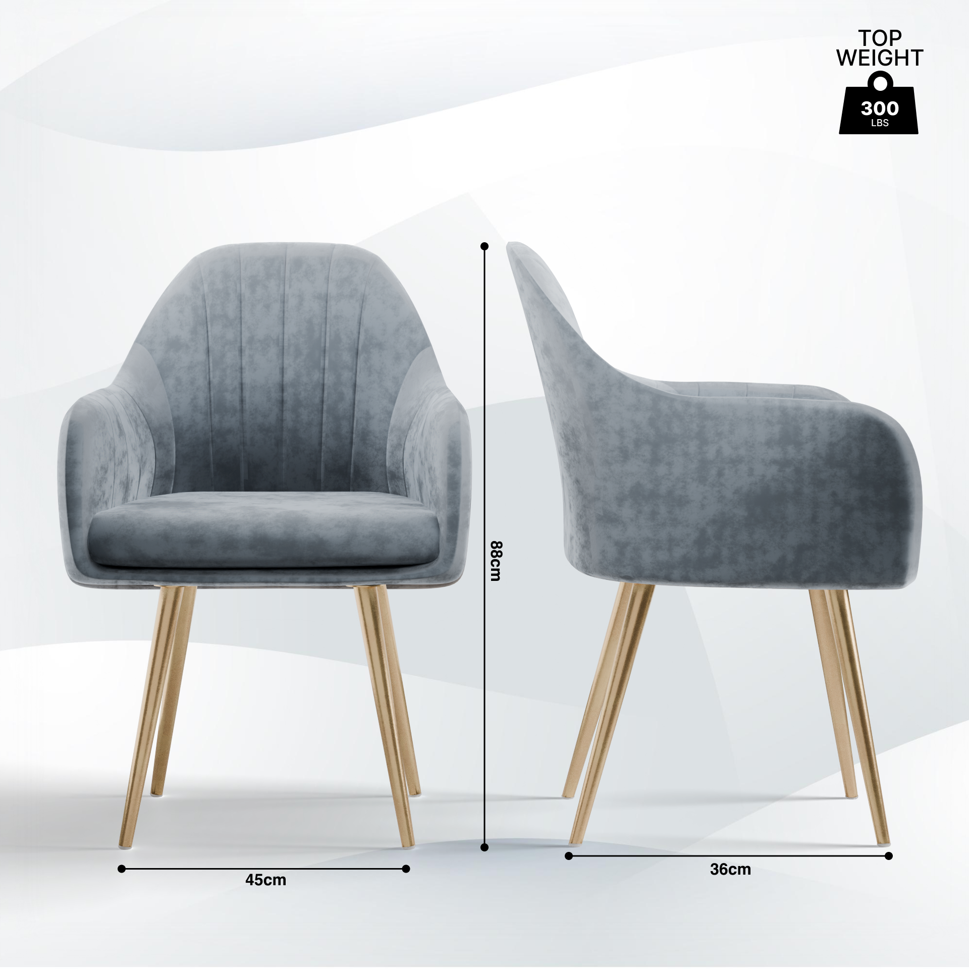 FurniVo Milano Velvet Comfort Dining Chair with Deep Cushion Seating, Strong Wooden Frame & Metal Support Legs for Dining, Living Room, Bedroom, Balcony & Office |