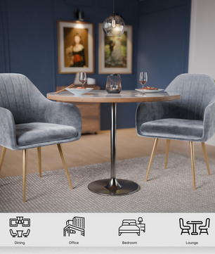 FurniVo Milano Velvet Comfort Dining Chair with Deep Cushion Seating, Strong Wooden Frame & Metal Support Legs for Dining, Living Room, Bedroom, Balcony & Office |