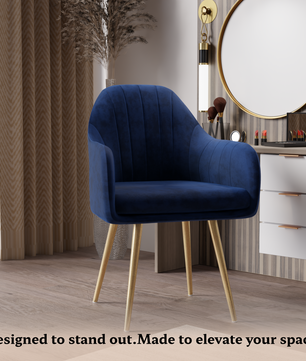 FurniVo Milano Velvet Comfort Dining Chair with Deep Cushion Seating, Strong Wooden Frame & Metal Support Legs for Dining, Living Room, Bedroom, Balcony & Office |