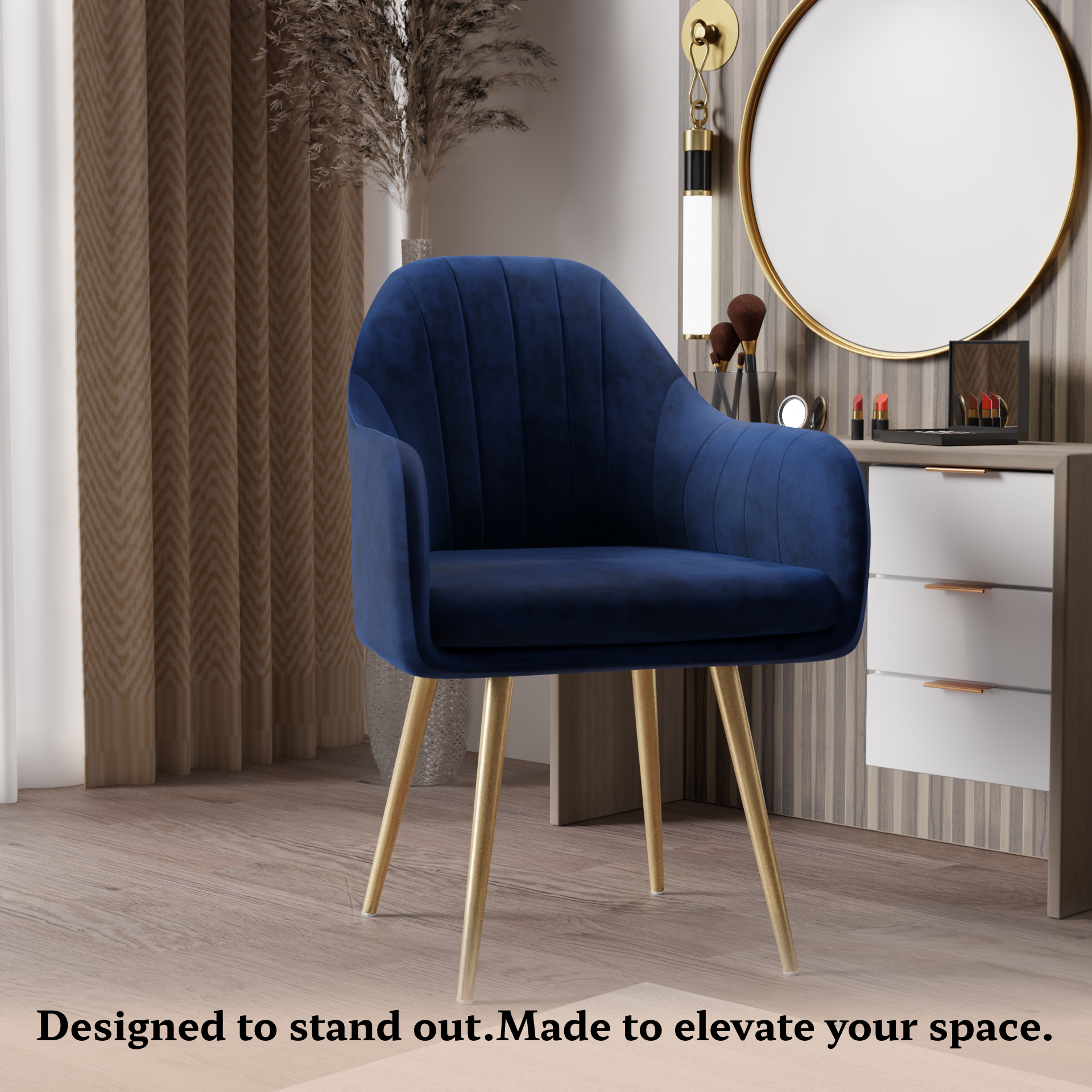 FurniVo Milano Velvet Comfort Dining Chair with Deep Cushion Seating, Strong Wooden Frame & Metal Support Legs for Dining, Living Room, Bedroom, Balcony & Office |