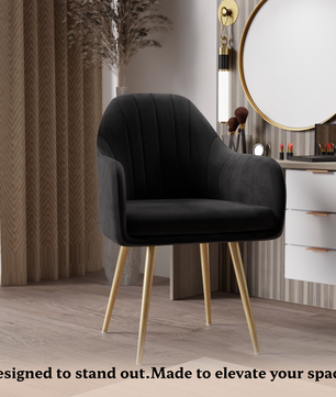 FurniVo Milano Velvet Comfort Dining Chair with Deep Cushion Seating, Strong Wooden Frame & Metal Support Legs for Dining, Living Room, Bedroom, Balcony & Office |
